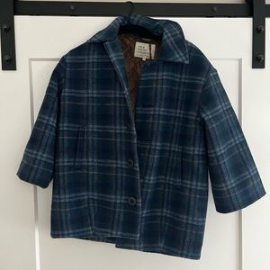 Sunday Collective teal/tan plaid kids jacket NWT